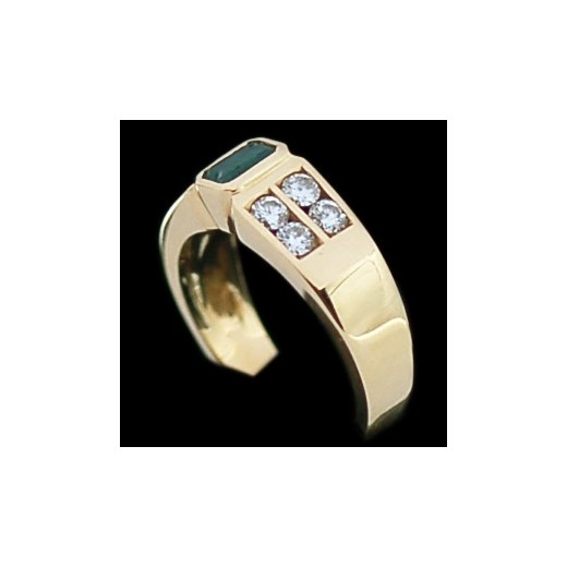 Bague moderne en or, émeraude centrale et diamants