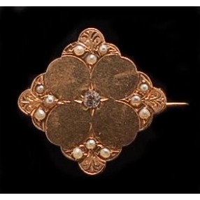 Broche napolÃ©on III saphir blanc et perles fines