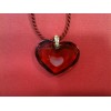 Pendentif Lalique Tendre Coeur rouge en cristal avec cordon