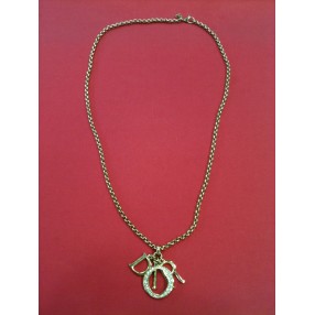 Collier long Christian Dior en métal doré