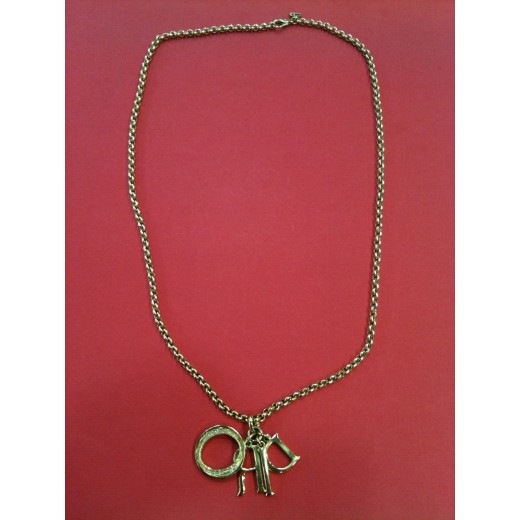 Collier long Christian Dior en métal doré