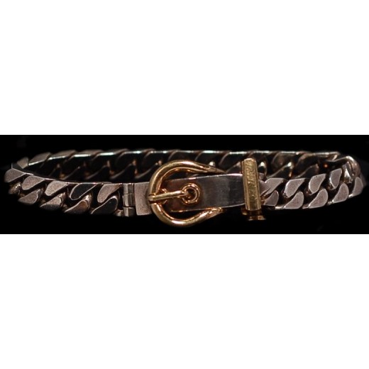 Bracelet Hermès "Boucle Cellier" Or et Argent