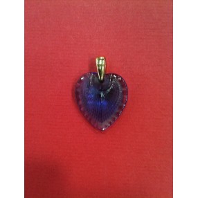 Pendentif Lalique Coeur en cristal bleu