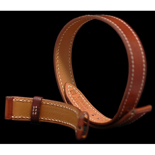 Bracelet de montre Hermès double tour en cuir marron