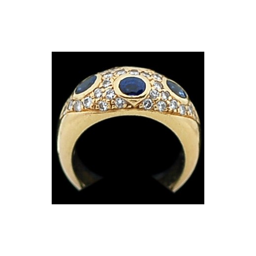 Bague moderne jonc en or, saphirs et diamants
