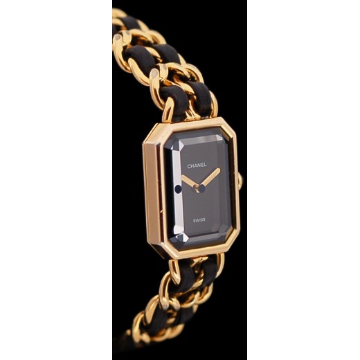 Montre Chanel Première L en plaqué or et cuir
