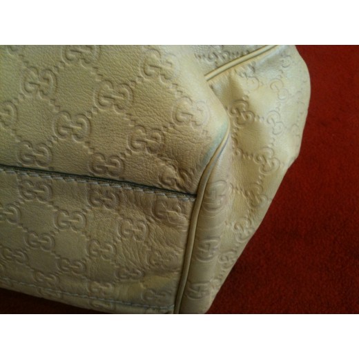 Sac Gucci Logo en cuir beige