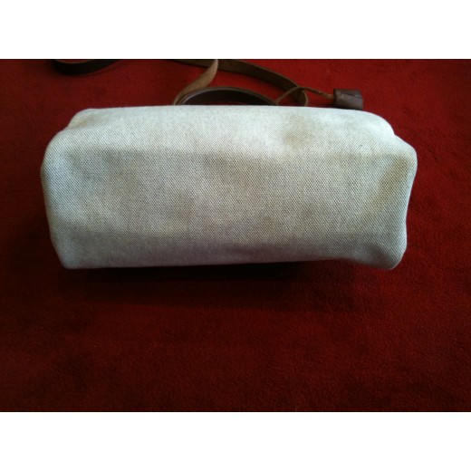 Sac Hermès Herbag en tissu beige et cuir marron
