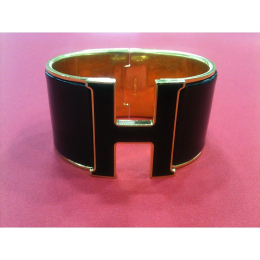 Bracelet Hermès Clic Clac H en émail noir