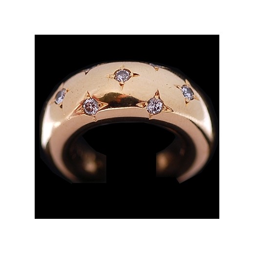 Bague Chaumet Jonc Etoiles en or et diamants