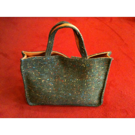 Sac Longchamp en tissu kaki tacheté