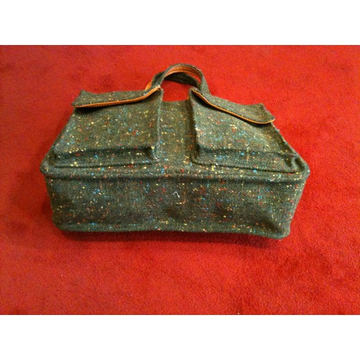 Sac Longchamp en tissu kaki tacheté