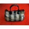 Sac Longchamp en tissu pied de poule et cuir vernis noir
