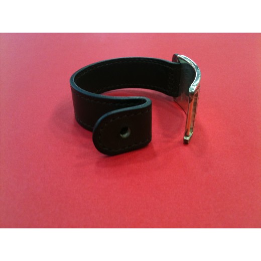 Bracelet Hermès en cuir et plaque en argent