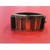 Bracelet Hermès en cuir et plaque en argent