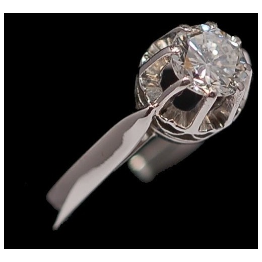 Bague Solitaire Or 18k Avec Diamant 0,15 Carats - Taille 57, Vintage