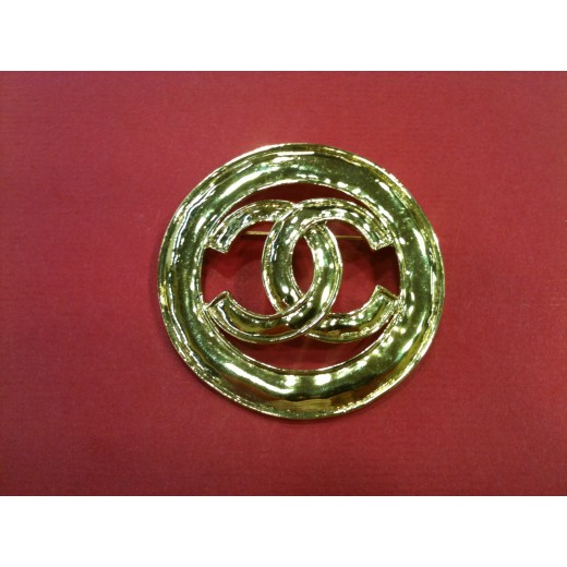 Broche Chanel Vintage Double C Plaqué Or