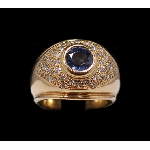 Bague en Or jaune Iolite et Diamants