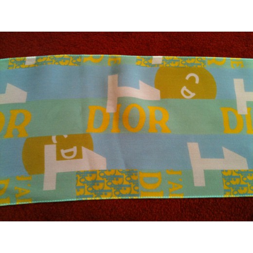 Foulard Christian Dior Bandeau vert d'eau en soie