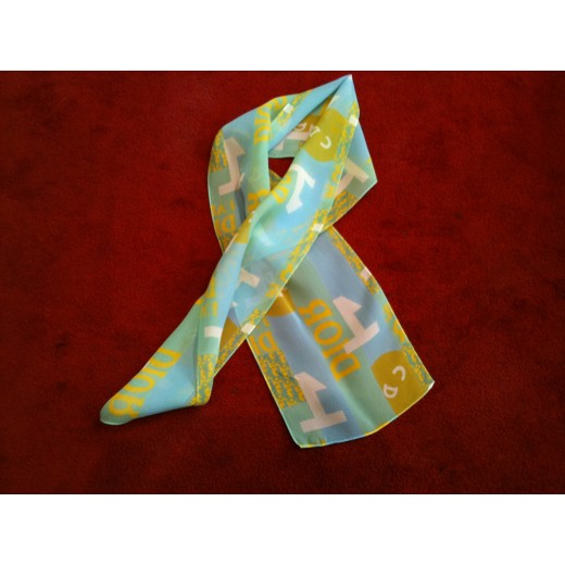 Foulard Christian Dior Bandeau vert d'eau en soie