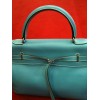 Sac Hermès Kelly Flat en cuir bleu