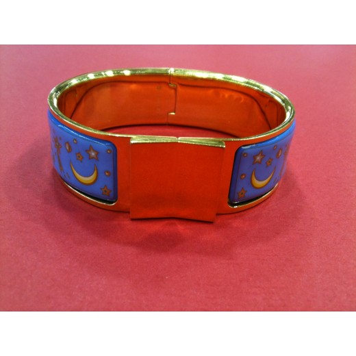 Bracelet Hermès en émail et plaqué or