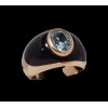 Bague jonc Aigue-Marine et Onyx