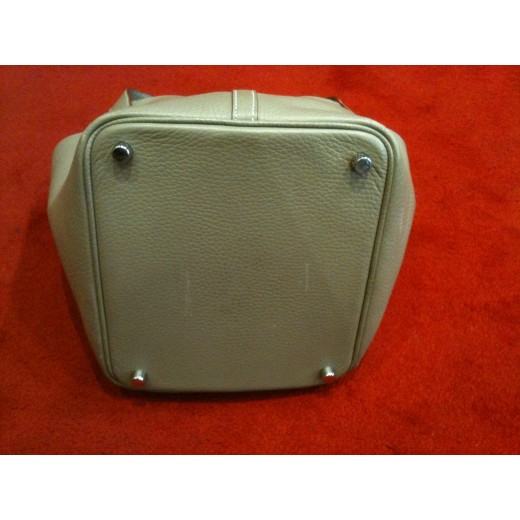 Sac Hermès Picotin Lock GM en cuir gris