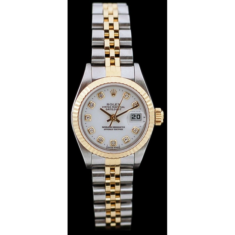 Montre Rolex Lady Datejust en or acier et diamants