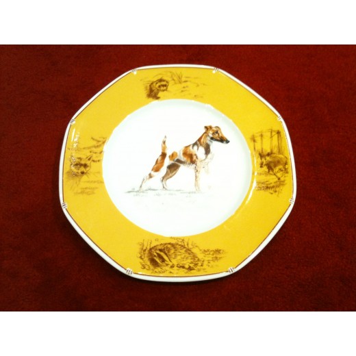 Petite Assiette Hermès – Chiens Courants Et D'Arrêt – Modèle Cailles – Vert – 17 Cm