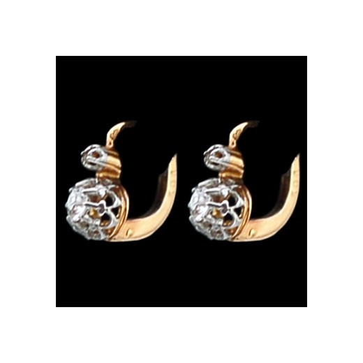 Boucles d'oreilles dormeuses deux ors et diamants