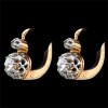 Boucles d'oreilles dormeuses deux ors et diamants