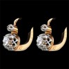 Boucles d'oreilles dormeuses deux ors et diamants