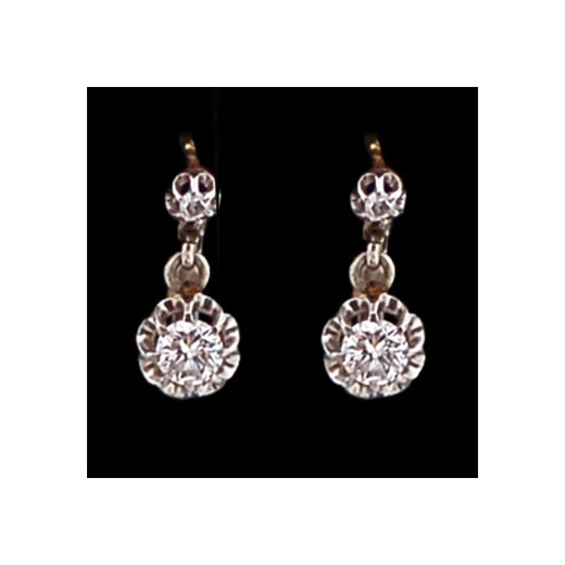 Boucles d'oreilles dormeuses deux ors et diamants