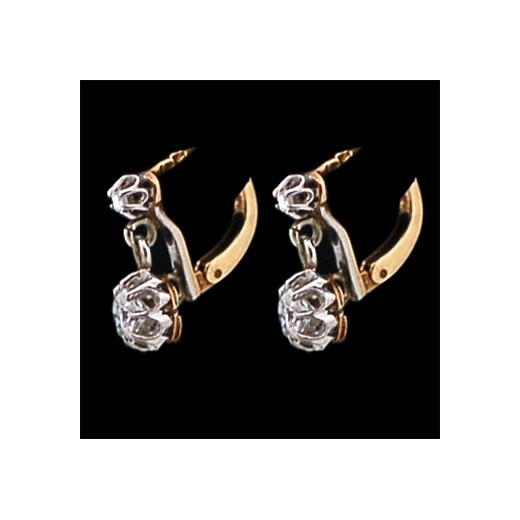 Boucles d'oreilles dormeuses deux ors et diamants