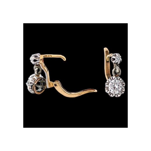 Boucles d'oreilles dormeuses deux ors et diamants
