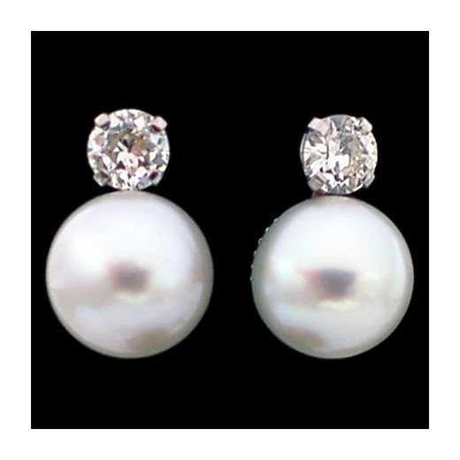 Boucles d'oreilles en or, perles et diamants