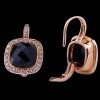 Boucles d'oreilles dormeuses en or, onyx et diamants