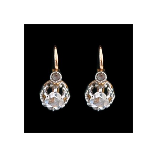 Boucles d'oreilles dormeuses deux ors et diamants