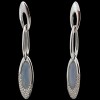 Boucles d'oreilles pendantes en or, diamants et calcédoine