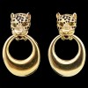 Boucles d'oreilles panthères en or et émeraudes