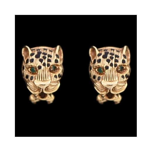 Boucles d'oreilles panthères en or et émeraudes