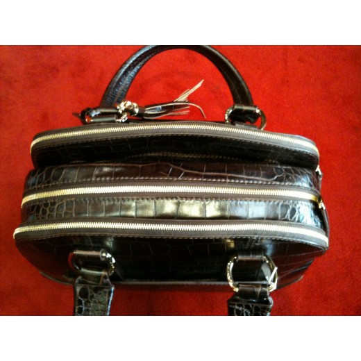 Sac Lancel Adjani façon croco chocolat