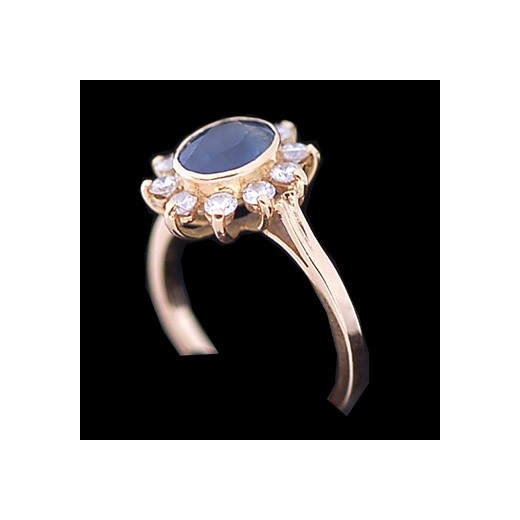 Bague marguerite en or, saphir et diamants