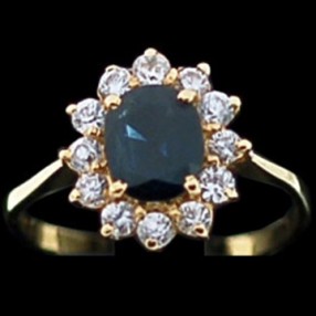 Bague marguerite en or et saphir