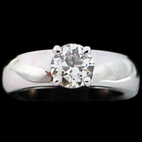 Solitaire en or blanc, diamant de 1,40 carat 