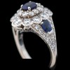 Bague moderne en or, diamants, saphirs et tanzanite