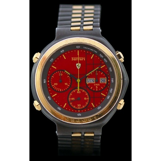 Montre Ferrari Chronographe en acier et plaqu or