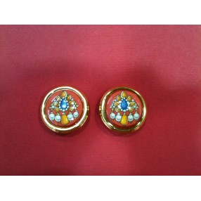 Boucles d'oreille Hermès en émail et plaqué or