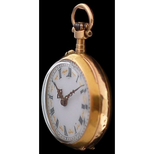 Montre de col ancienne en or et diamants